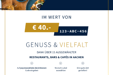 Restaurant-Geschenk-Gutschein  für Restaurant-Gutschein für Aachen